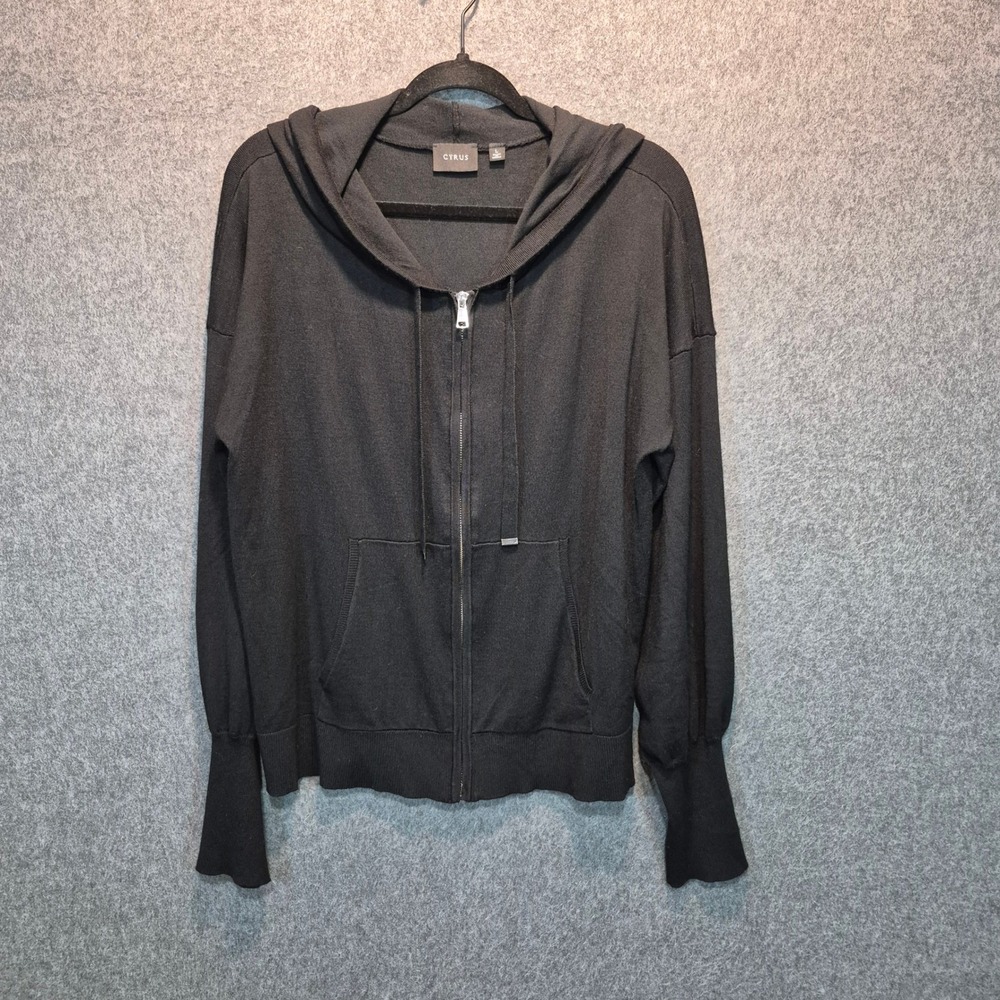 Cyrus Zip Front Hoodie Ribbed Extended Cuffs LG Business Casual Comfy Cardigan